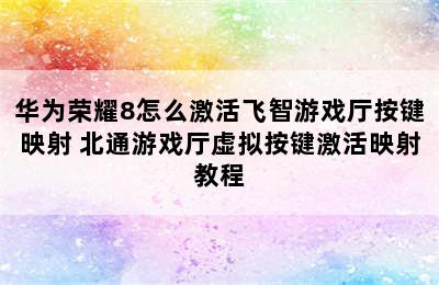 华为荣耀8怎么激活飞智游戏厅按键映射 北通游戏厅虚拟按键激活映射教程